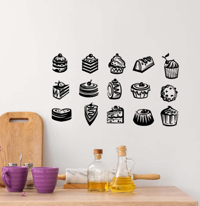 Vinyl Wall Decal Bakery Store Candy Cake Sweet Kitchen Cafe Stickers Mural (g4807)