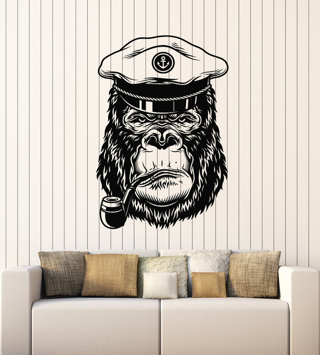 Vinyl Wall Decal Marine Decor Captain Animal Gorilla Head Stickers Mural (g4667)
