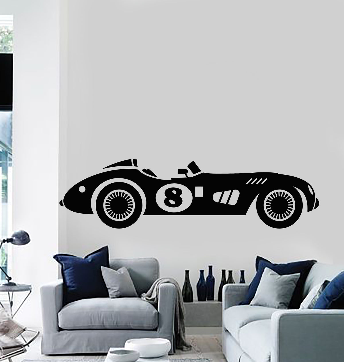 Wall Paper Sticker Racing Vinyl Wall Decal Racing Retro Car Fast Muscle Auto Real Racers Sticker ...