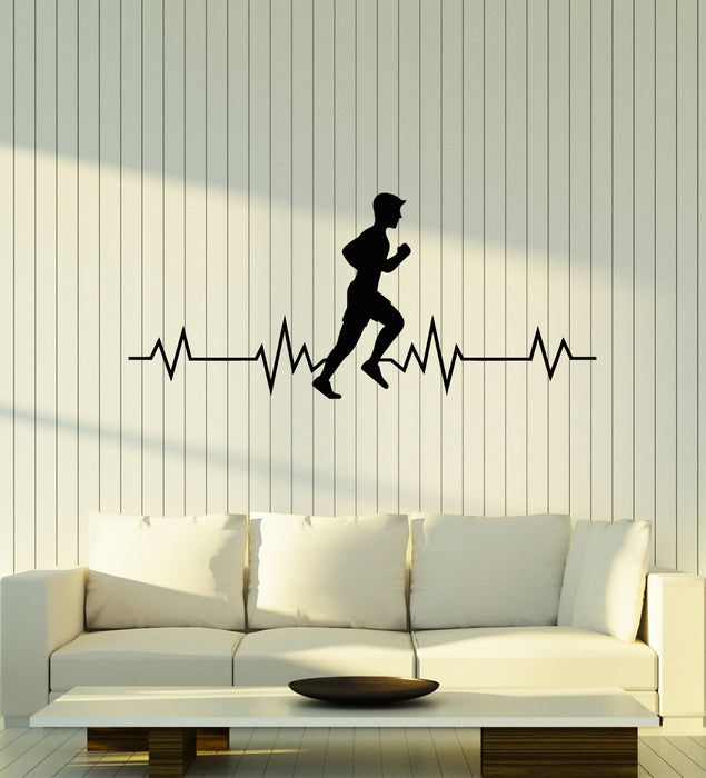 Vinyl Wall Decal Healthy Running Sport Run Cardio Pulse Home Gym Stickers Mural (g2041)
