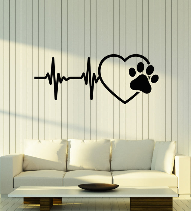 Vinyl Wall Decal Cardiogram Heartbeat Pet Animal Veterinary Clinic Stickers Mural (g4466)