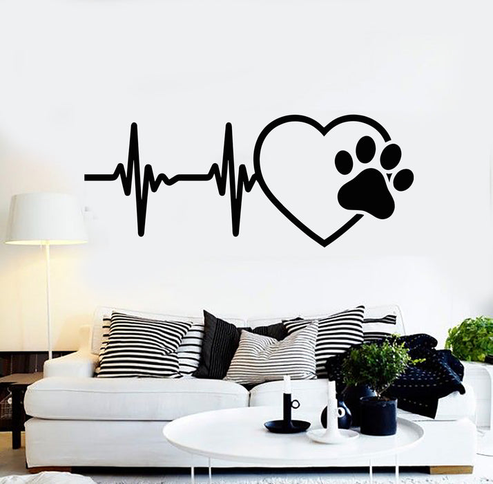 Vinyl Wall Decal Cardiogram Heartbeat Pet Animal Veterinary Clinic Stickers Mural (g4466)