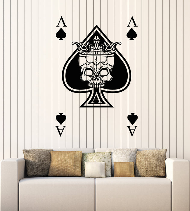 Vinyl Wall Decal Ace Poker Playing Cards Gambler Skull King Stickers Mural (g4291)