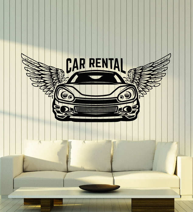 Vinyl Wall Decal Car Rental Auto With Wings Drive Salon Decor Stickers Mural (g7342)