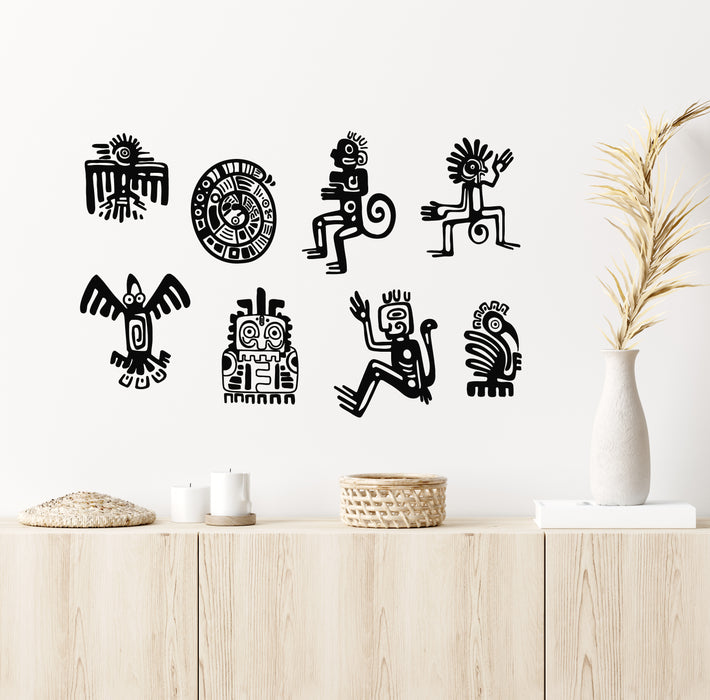 Vinyl Wall Decal Maya Aztec Art Native American Symbols Stickers Mural (g6855)