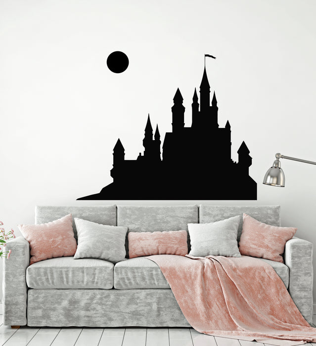 Vinyl Wall Decal Fairytale Medieval Castle Full Moon Child Room Stickers Mural (g529)