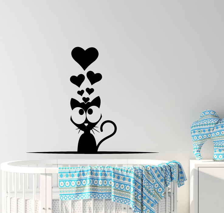 Vinyl Wall Decal Funny Cat Pets Love Friendship Home Animal Hearts Stickers Mural (g7465)