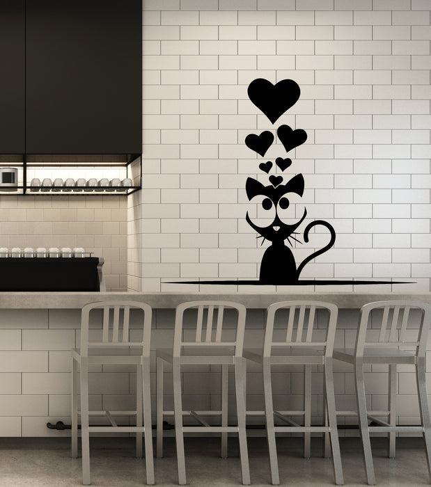 Vinyl Wall Decal Funny Cat Pets Love Friendship Home Animal Hearts Stickers Mural (g7465)