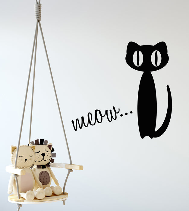 Vinyl Wall Decal Cat Pet Phrase Meow Cute Kitty Kids Room Stickers Mural (g5805)
