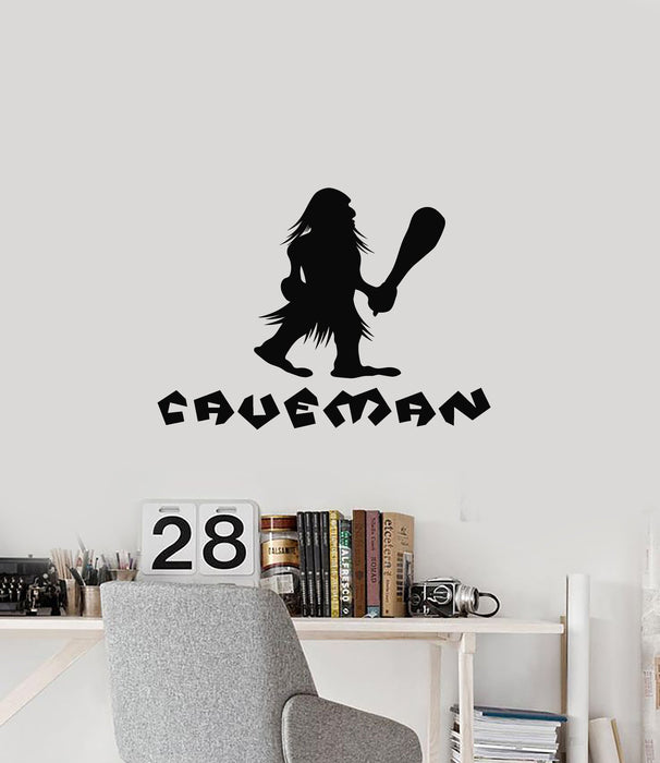 Vinyl Wall Decal Caveman Silhouette Man Cave Zone Sign Decor Stickers Mural (ig5670)