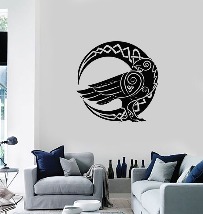 Vinyl Wall Decal Celtic Ornament Raven Moon Crescent Home Room Art Stickers Mural (ig5616)