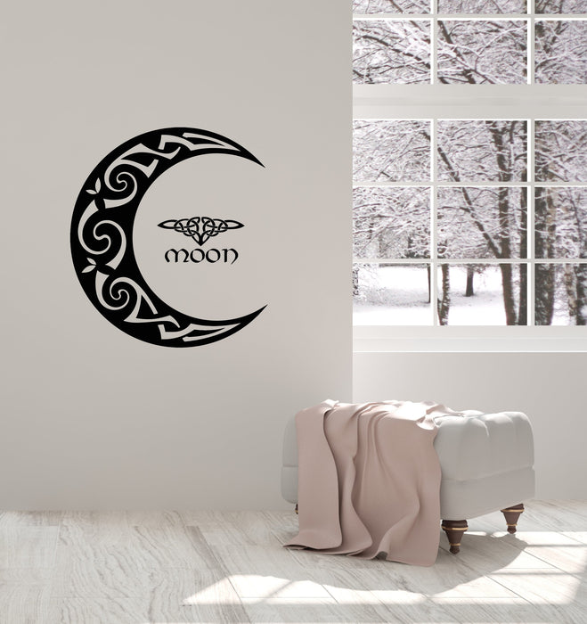 Vinyl Wall Decal Celtic Moon Ornament Crescent Bedroom Home Interior Stickers Mural (ig5486)