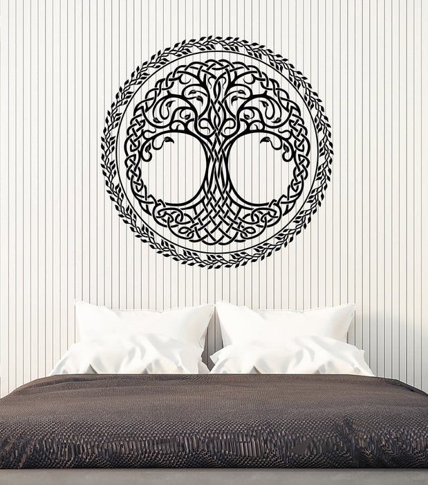 Vinyl Wall Decal Tree of Life Knot Pattern Leaves Irish Art Ireland Stickers Mural Unique Gift (ig4940)