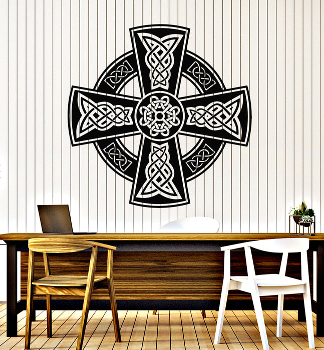 Vinyl Wall Decal Amulet Talisman Celtic Cross Irish Pattern Stickers Mural (g6416)