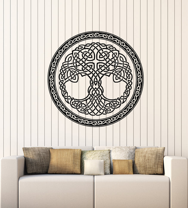 Vinyl Wall Decal Celtic Ornament Circle Tree Of Life Symbol Stickers Mural (g7990)