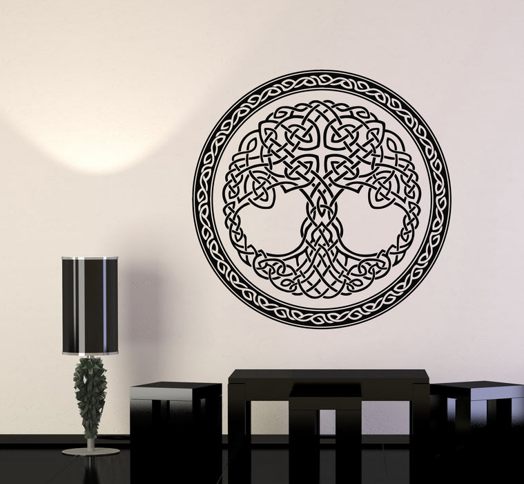 Vinyl Wall Decal Celtic Ornament Circle Tree Of Life Symbol Stickers Mural (g7990)