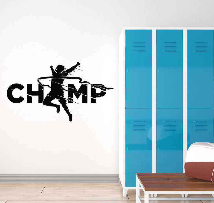 Vinyl Wall Decal Champ Word Runner Sport Decor Finish Athlete Stickers Mural (g5685)