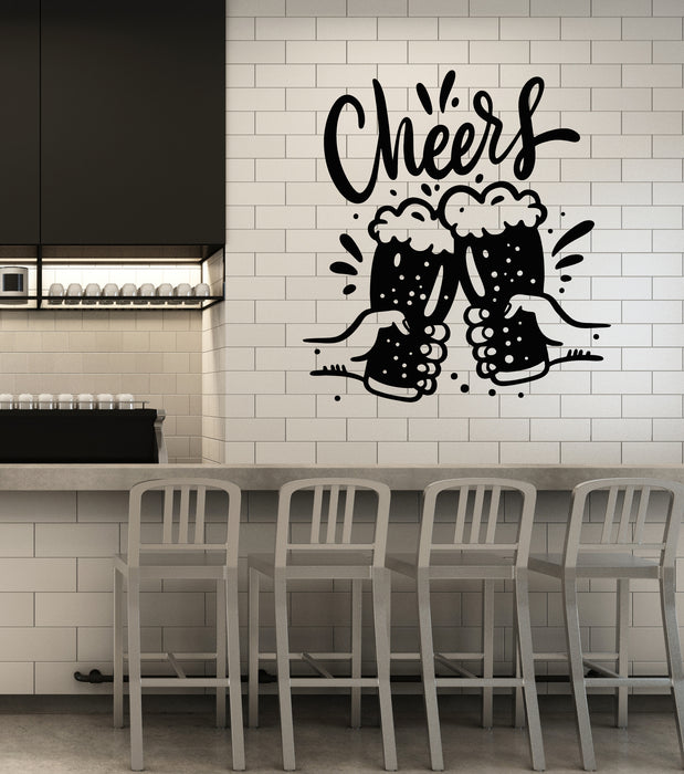 Vinyl Wall Decal Beer Pub Bar Drinking Lettering Cheers Decor Stickers Mural (g6011)