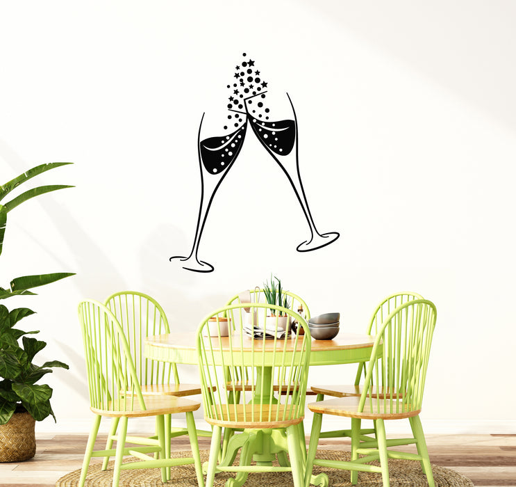 Vinyl Wall Decal Cheers Bar Decoration Drinking Champagne Feast Stickers Mural (g6047)