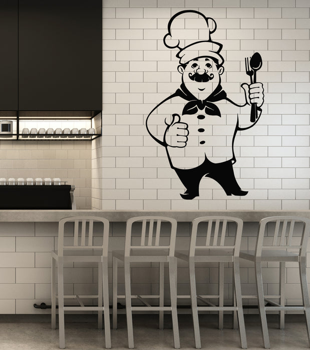 Vinyl Wall Decal Chef Cooking Restaurant Menu Food Hat Cutlery Kitchen Decor Stickers Mural (g2284)