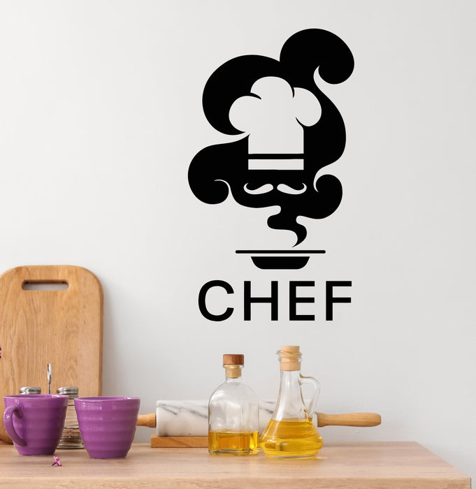 Vinyl Wall Decal Kitchen Restaurant Chef's Hat Cooking Interior Stickers Mural (g6821)