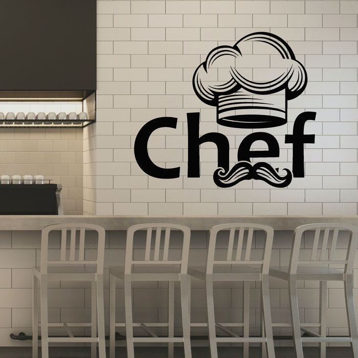 Vinyl Wall Decal Master Chef Hat Mustache Cooking Cuisine Stickers Mural (g8288)