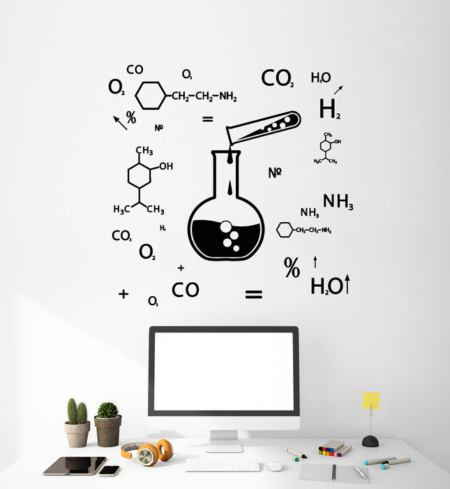 Vinyl Wall Decal Chemical Formula Science Class Lab Laboratory Stickers Mural (g1812)