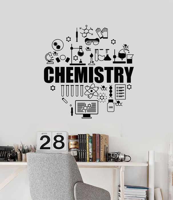 Vinyl Wall Decal School Chemistry Exact Sciences Molecules Laboratory Stickers Mural (g2305)