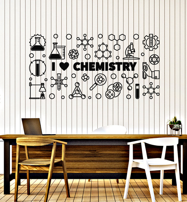 Vinyl Wall Decal Lettering I Love Chemistry Lab School Science Teen Room Stickers Mural (g1555)
