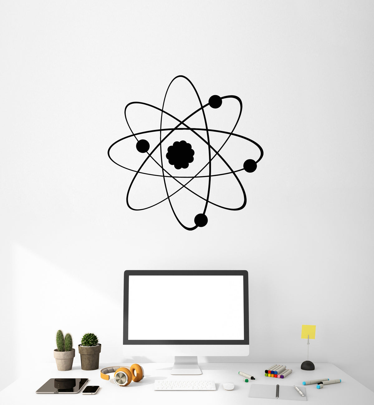 Sticker Science Atom Vinyl Wall Decal Atom Science Chemistry Classroom School Stickers Mura ...