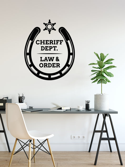 Cheriff Dept Vinyl Wall Decal Law Order Horseshoe Lettering Stickers Mural (k142)