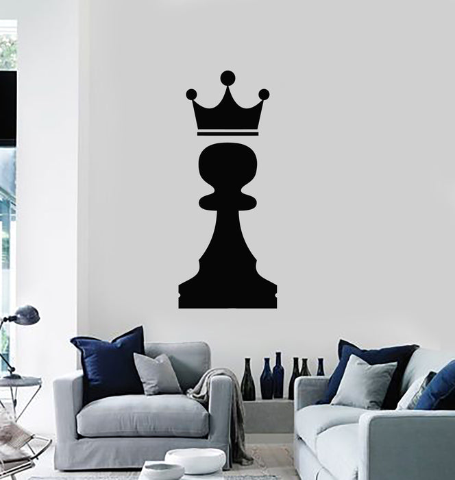 Vinyl Wall Decal Crown Chess Piece Club Intellectual Game Stickers Mural (g1030)