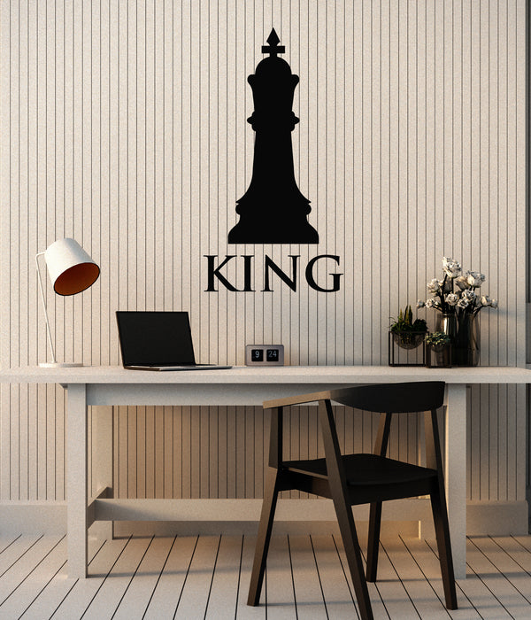 Vinyl Wall Decal Chess Club Intellectual Game Room Chess King Stickers Mural (g4665)