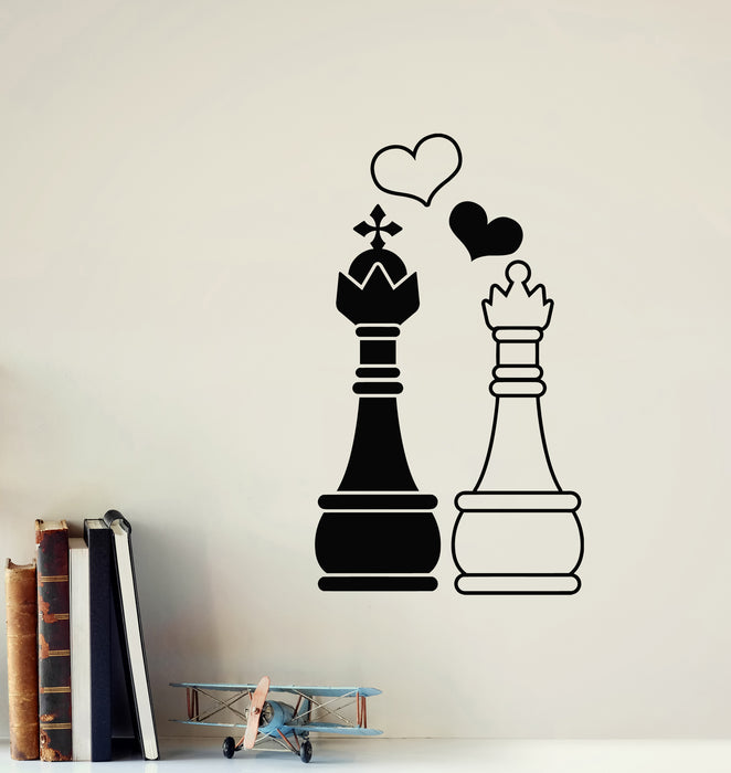Vinyl Wall Decal Love Chess Club Intellectual Game Room Qween King Stickers Mural (g6381)