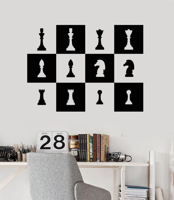 Vinyl Wall Decal Chessmen Chess Game Club Chessboard Decor Stickers Mural (g6516)