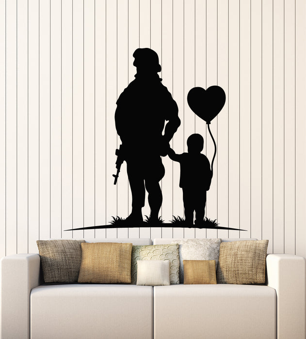Vinyl Wall Decal Child Heart Balloon Soldier Military Weapon Stickers Mural (g2680)