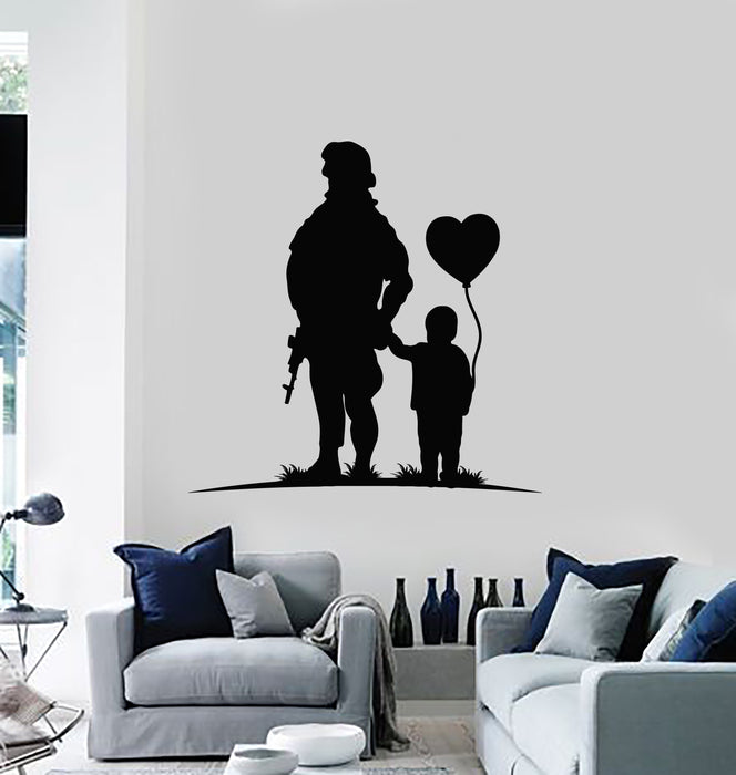 Vinyl Wall Decal Child Heart Balloon Soldier Military Weapon Stickers Mural (g2680)