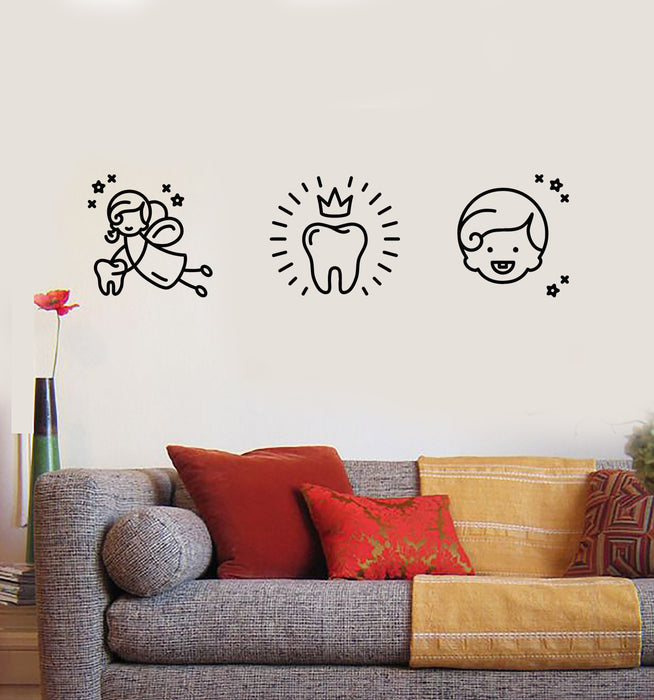 Vinyl Wall Decal Dental Care Clinic Children's Dentistry Tooth Fairy Stickers Mural (g3933)