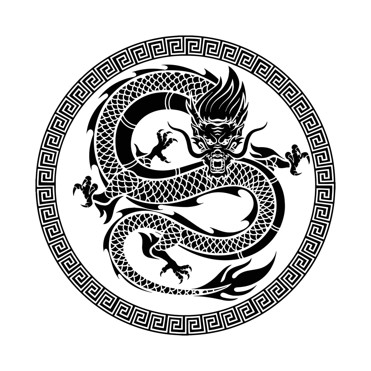 Vinyl Wall Decal Chinese Art Dragon Ornament Asian Style Stickers Uniq ...