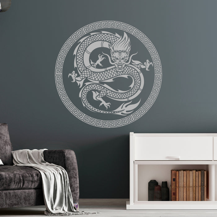Vinyl Wall Decal Chinese Art Dragon Ornament Asian Style Stickers Unique Gift (1373ig)