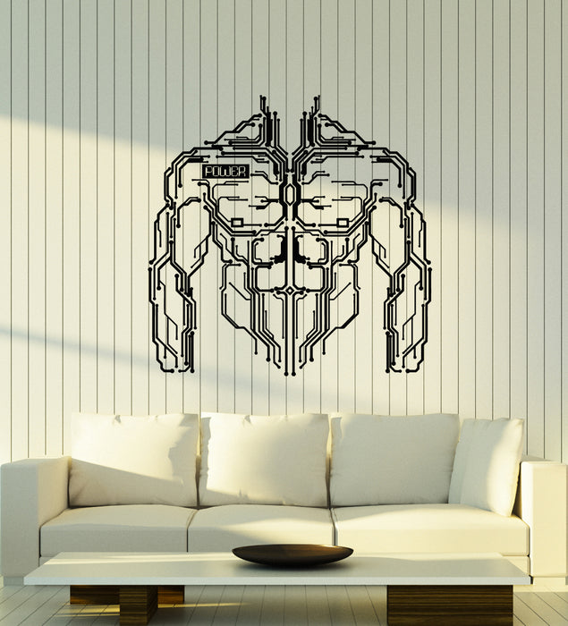Vinyl Wall Decal Cyborg Geek Chip Power Muscle Smart Engineer Stickers Mural (g1849)