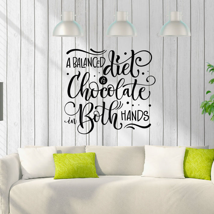 Vinyl Wall Decal Chocolate Both Hands Funny Kitchen Quote Stickers Mural (g8217)