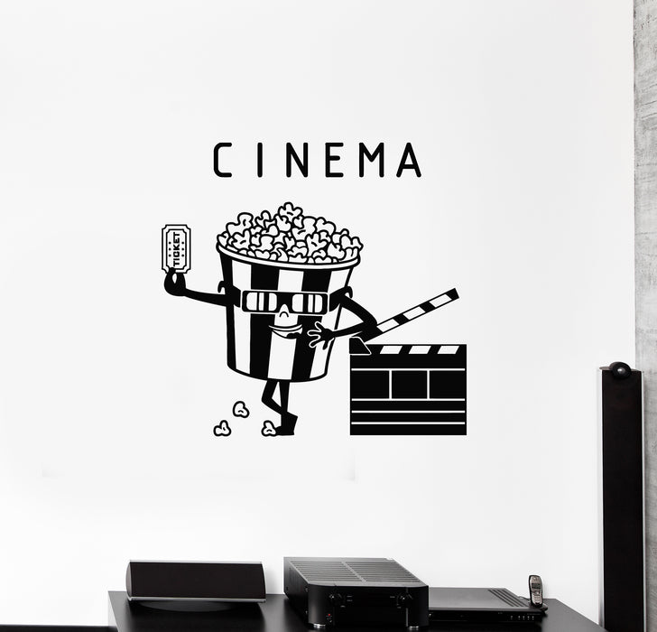 Vinyl Wall Decal Cinema Ticket Movie House Popcorn Filming Stickers Mural (g1850)