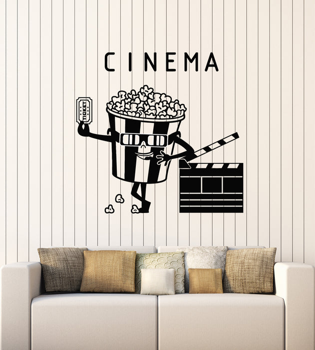 Vinyl Wall Decal Cinema Ticket Movie House Popcorn Filming Stickers Mural (g1850)