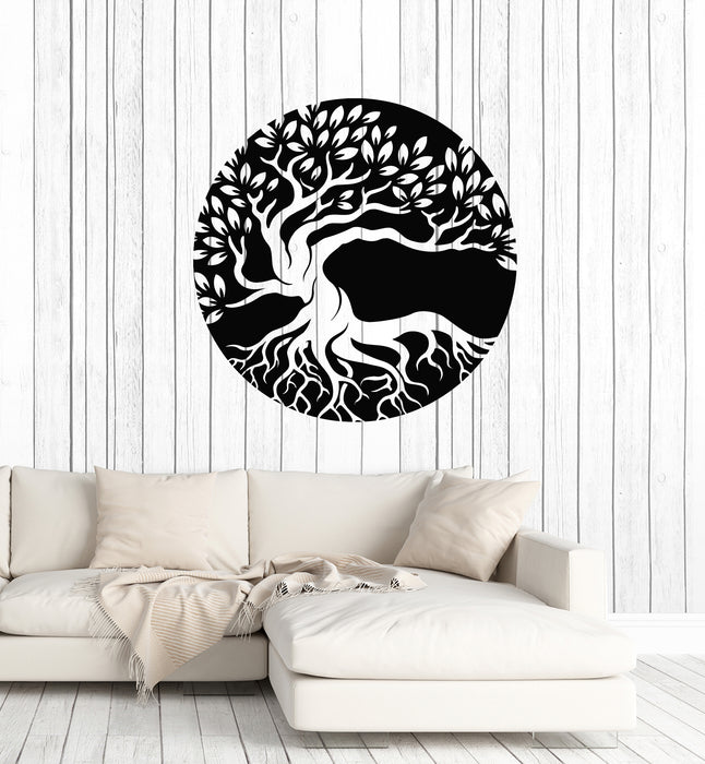 Vinyl Wall Decal Beauty Circle Tree Life Roots Leaves Ornament Symbol  Stickers Mural (g2040)