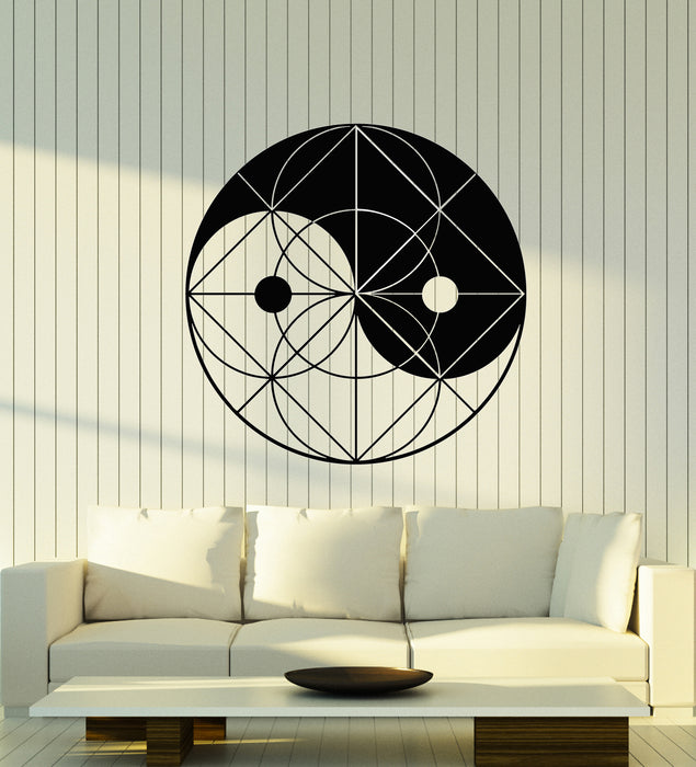 Vinyl Wall Decal Yin Yang Geometric Circle Zen Oriental Style Asian Stickers Mural (g1114)
