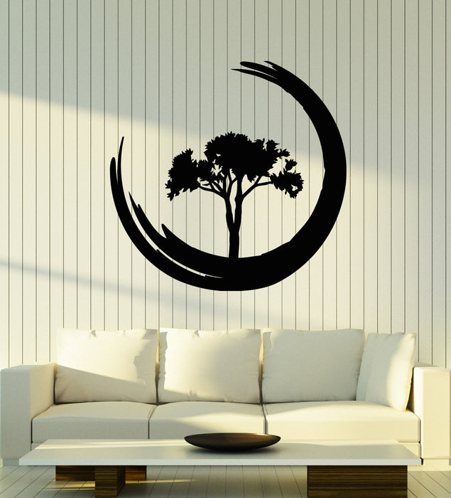 Vinyl Wall Decal Zen Circle Enso Tree Of Life Om Meditation Yoga Studio Stickers Mural (g3152)