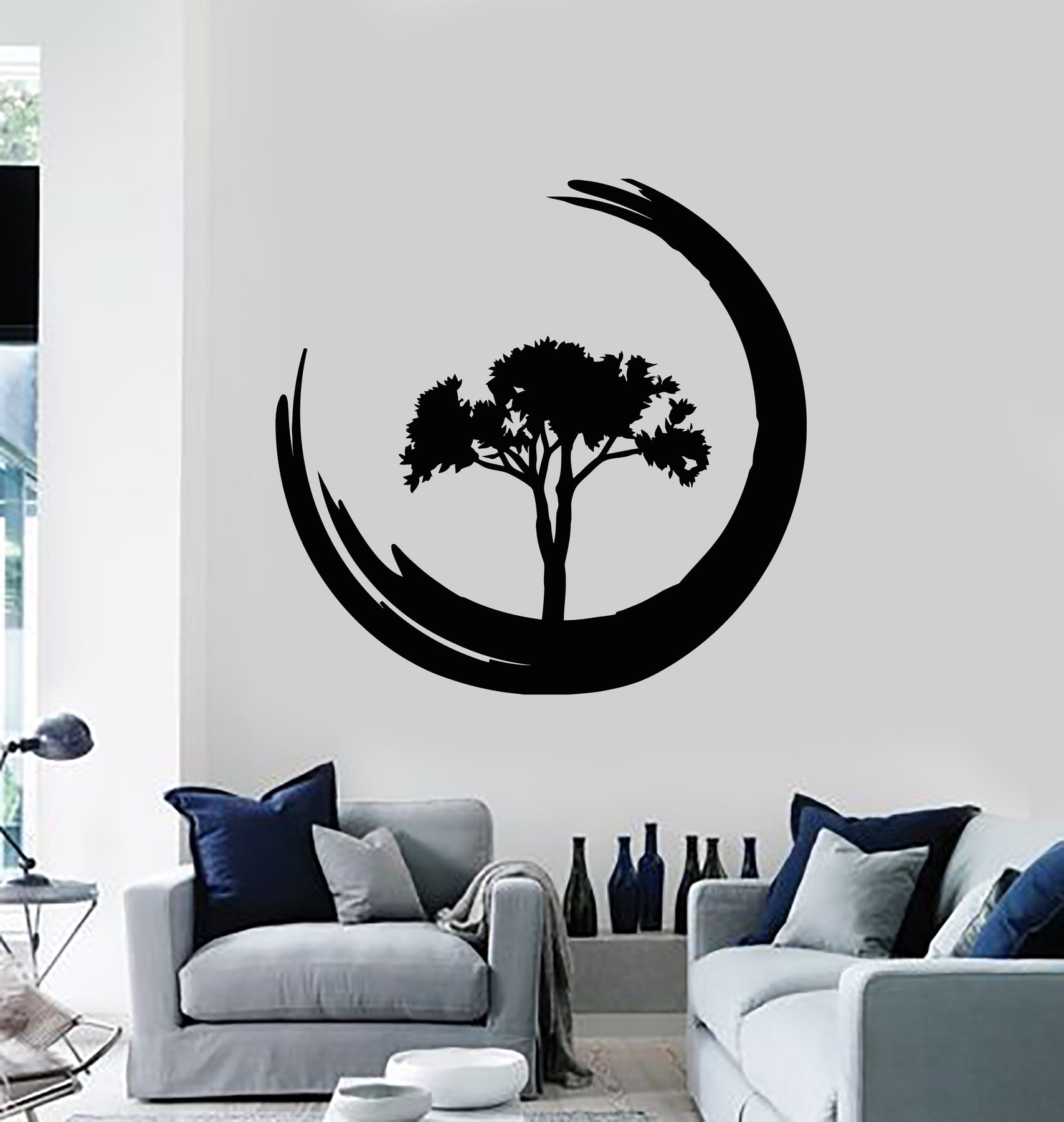 Vinyl Wall Decal Zen Circle Enso Tree Of Life Om Meditation Yoga Studi —  Wallstickers4you