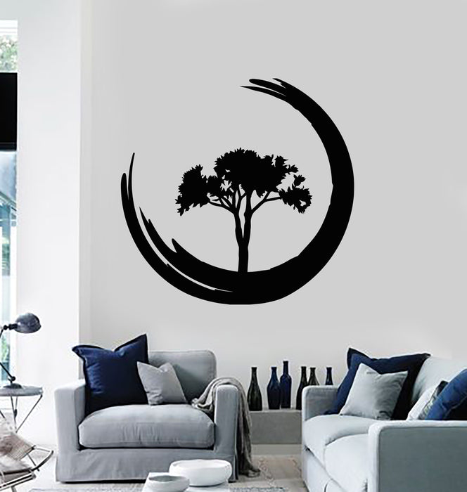 Vinyl Wall Decal Zen Circle Enso Tree Of Life Om Meditation Yoga Studio Stickers Mural (g3152)