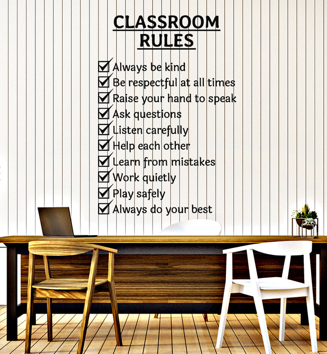 Vinyl Wall Decal Classroom Rules Words Study Room School Stickers Mural (g2693)